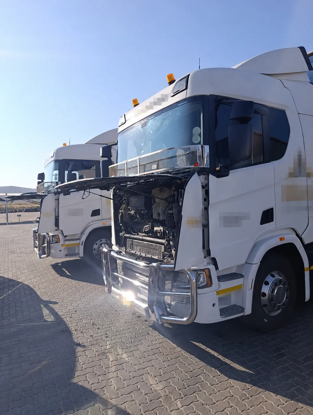 Scania trucks during professional AdBlue removal work in Namibia