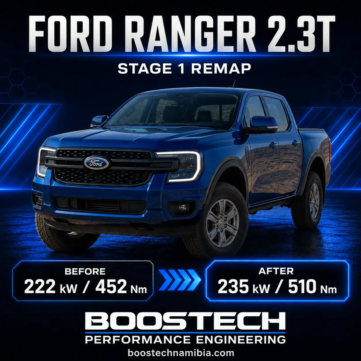 Ford Ranger 2.3T Stage 1 remap by Boostech