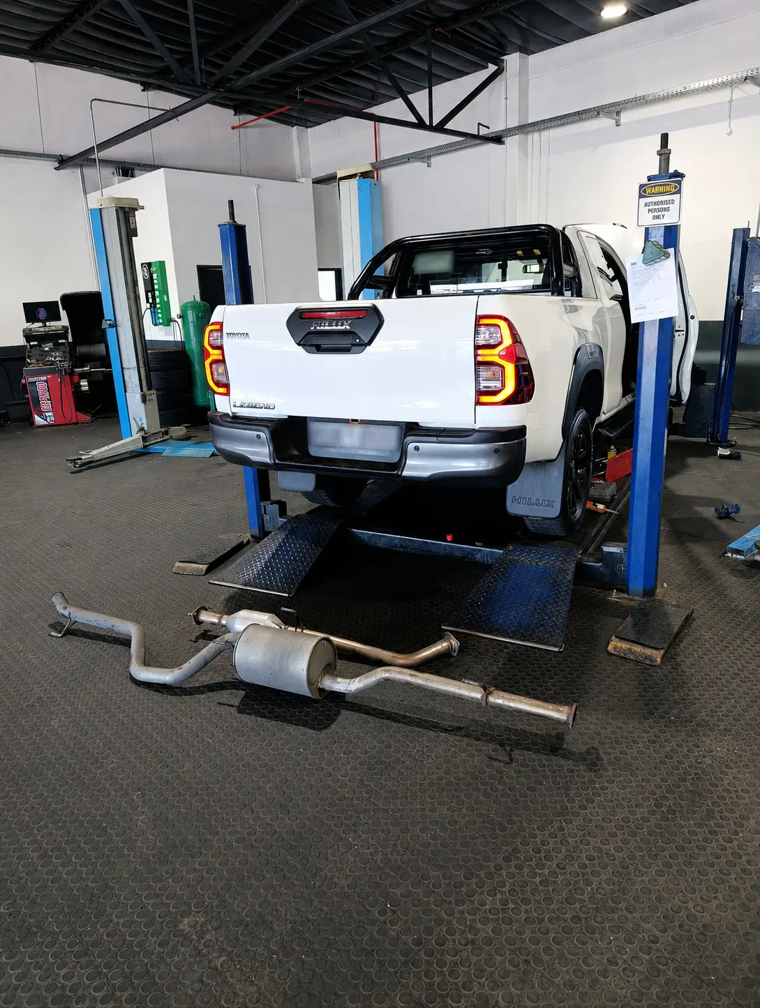 Toyota Hilux receiving exhaust work at the Boostech Western Cape workshop